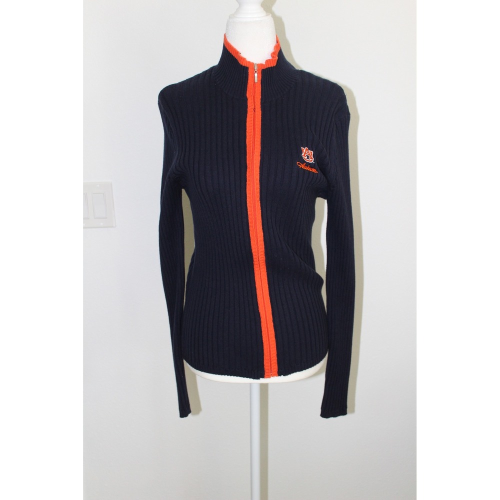 VTG Campus Specialties Auburn Tigers Vintage Navy Blue Orange Full Zip Sweater M